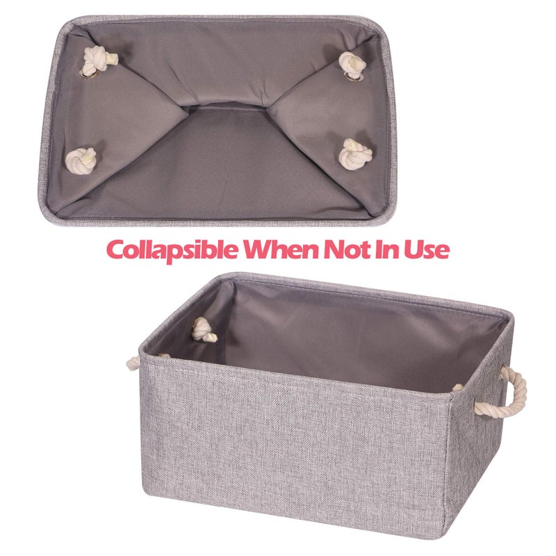 TENABORT 4 Pack Large Storage Basket Bin, Foldable Storage Cube Box Fabric Collapsible Organizer with Handles for Closet Home Office Clothes Shelf, Grey - Image 5
